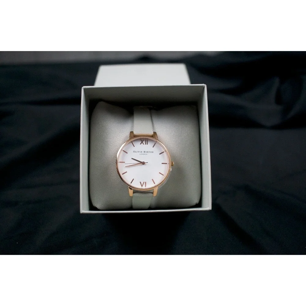 Olivia Burton OB15BDW02 Big Dial Watch Womens Rose Gold Grey Leather Unworn Box
